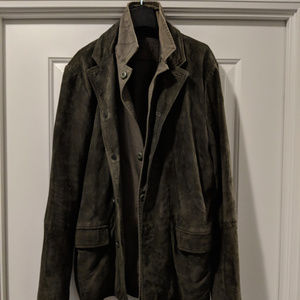 AllSaints Brown-Green Huxton Suede Blazer